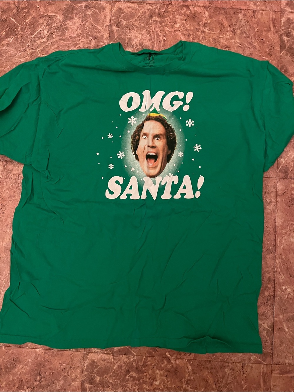 ELF Green Holiday Graphic Tee with White Print